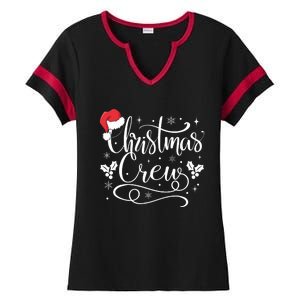 Christmas Crew Family Group Matching Christmas Pajama Party Ladies Halftime Notch Neck Tee