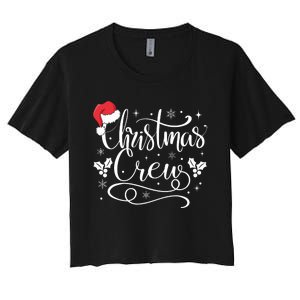 Christmas Crew Family Group Matching Christmas Pajama Party Women's Crop Top Tee