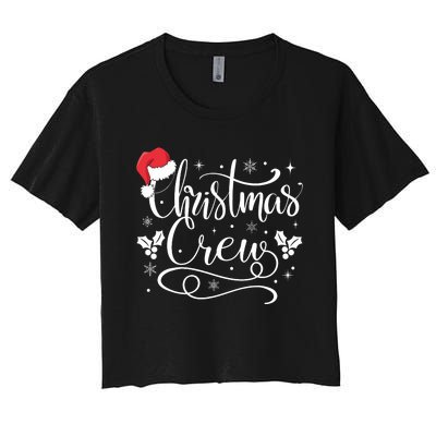 Christmas Crew Family Group Matching Christmas Pajama Party Women's Crop Top Tee