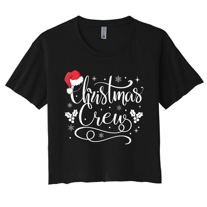 Christmas Crew Family Group Matching Christmas Pajama Party Women's Crop Top Tee