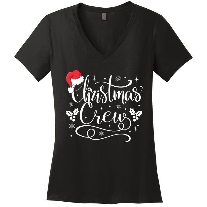 Christmas Crew Family Group Matching Christmas Pajama Party Women's V-Neck T-Shirt