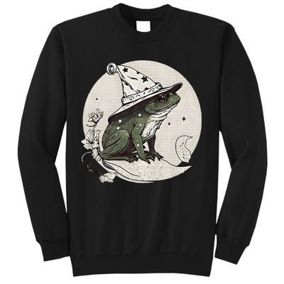 Cute Cottagecore Frog Wizard Hat Aesthetic Dark Moon Sweatshirt