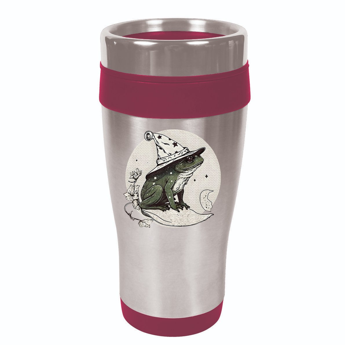Cute Cottagecore Frog Wizard Hat Aesthetic Dark Moon 16oz Travel Tumbler