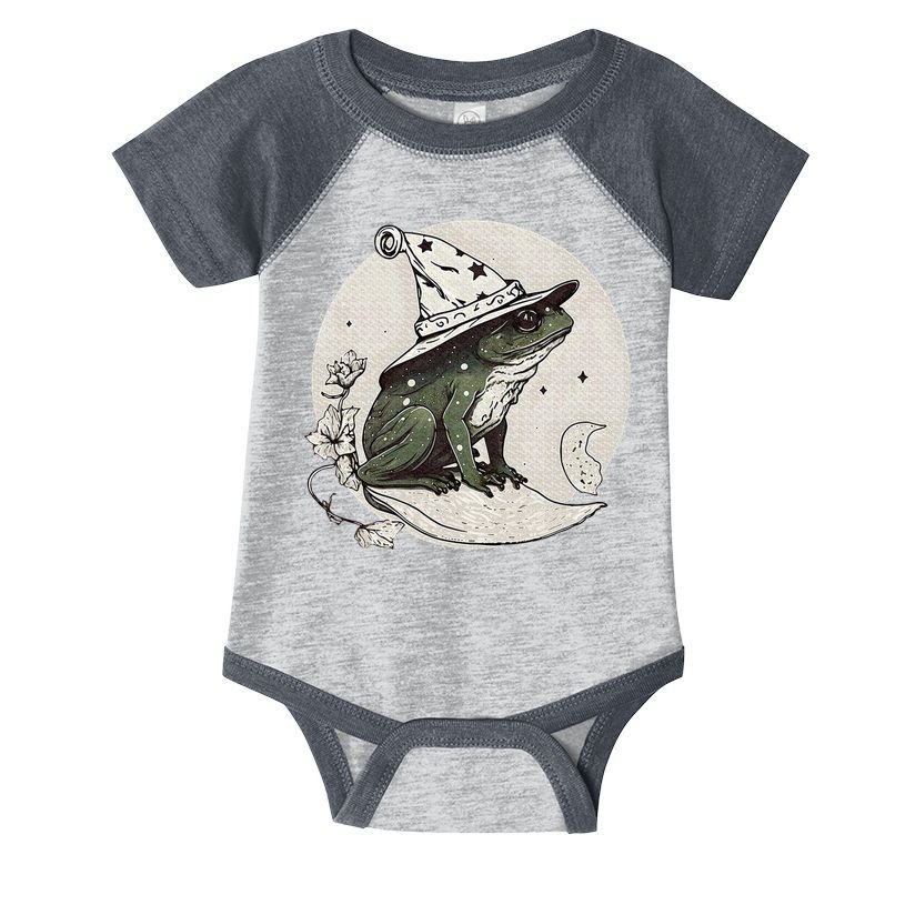 Cute Cottagecore Frog Wizard Hat Aesthetic Dark Moon Infant Baby Jersey Bodysuit