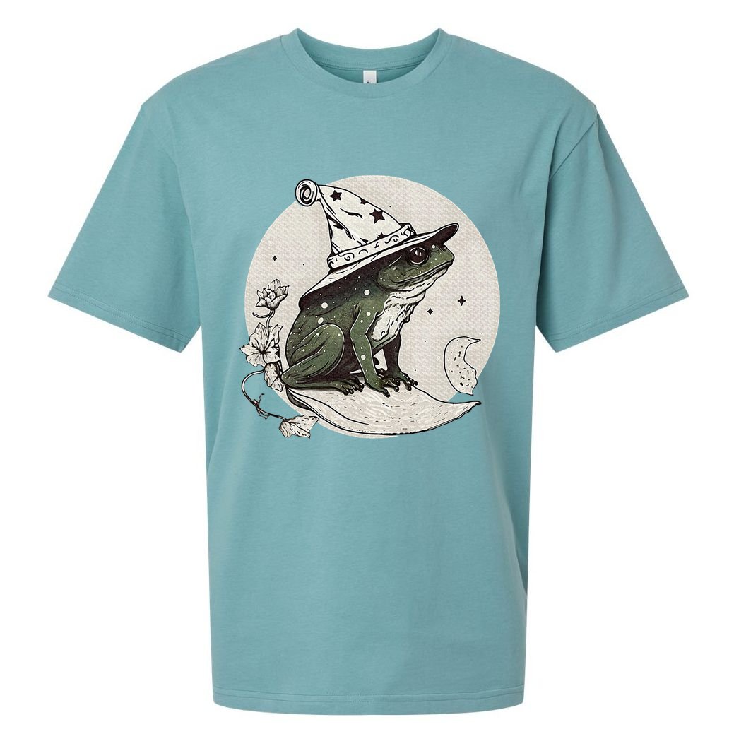 Cute Cottagecore Frog Wizard Hat Aesthetic Dark Moon Sueded Cloud Jersey T-Shirt