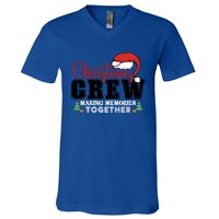 Christmas Crew Funny Matching Family With Santa Hat V-Neck T-Shirt