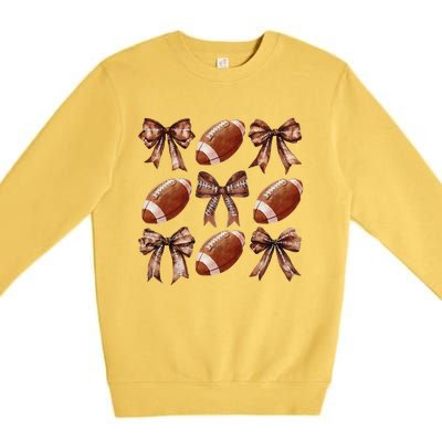 Cheer Coquette Football Bow Football For Women Girl Gift Premium Crewneck Sweatshirt