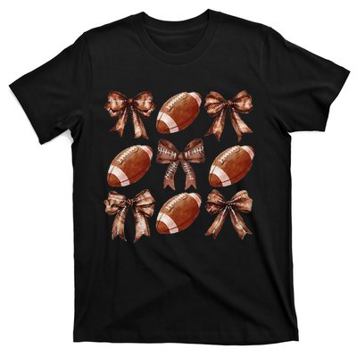 Cheer Coquette Football Bow Football For Women Girl Gift T-Shirt