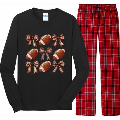 Cheer Coquette Football Bow Football For Women Girl Gift Long Sleeve Pajama Set