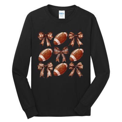 Cheer Coquette Football Bow Football For Women Girl Gift Tall Long Sleeve T-Shirt