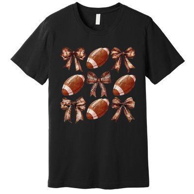 Cheer Coquette Football Bow Football For Women Girl Gift Premium T-Shirt