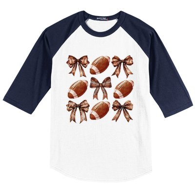 Cheer Coquette Football Bow Football For Women Girl Gift Baseball Sleeve Shirt