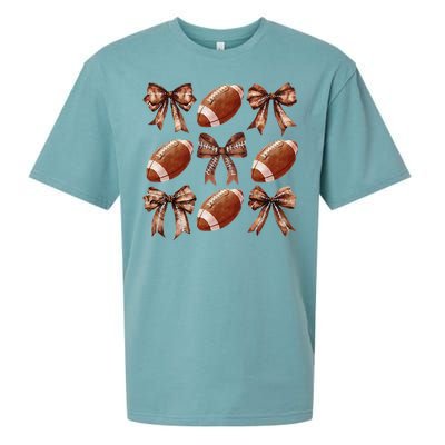 Cheer Coquette Football Bow Football For Women Girl Gift Sueded Cloud Jersey T-Shirt