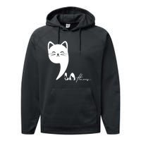 Cute Commala Funny Cat Comma La Performance Fleece Hoodie