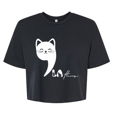 Cute Commala Funny Cat Comma La Bella+Canvas Jersey Crop Tee