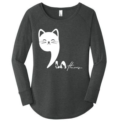 Cute Commala Funny Cat Comma La Women's Perfect Tri Tunic Long Sleeve Shirt