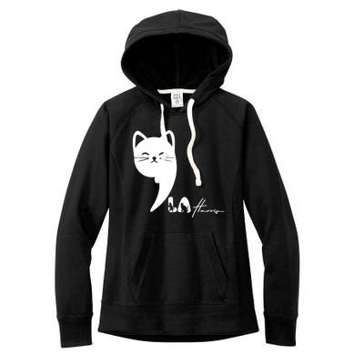 Cute Commala Funny Cat Comma La Women's Fleece Hoodie