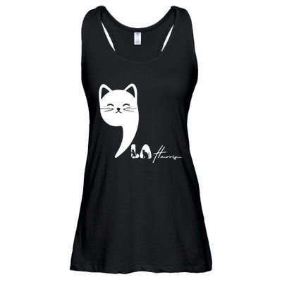 Cute Commala Funny Cat Comma La Ladies Essential Flowy Tank