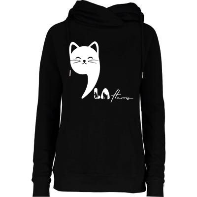 Cute Commala Funny Cat Comma La Womens Funnel Neck Pullover Hood