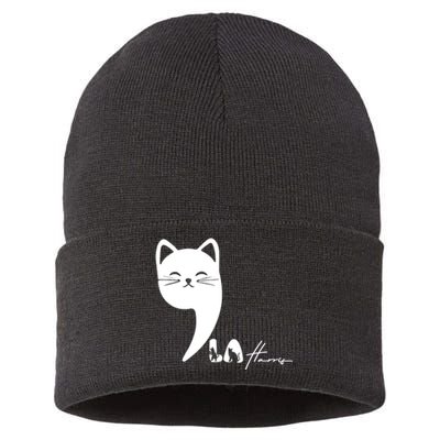 Cute Commala Funny Cat Comma La Sustainable Knit Beanie