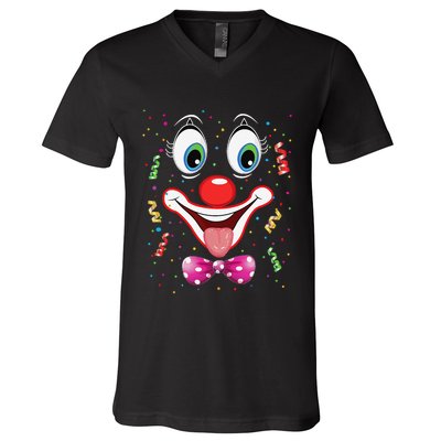 Carnival Clown Face Circus Carnivals V-Neck T-Shirt