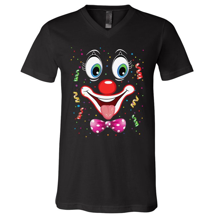 Carnival Clown Face Circus Carnivals V-Neck T-Shirt