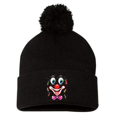 Carnival Clown Face Circus Carnivals Pom Pom 12in Knit Beanie