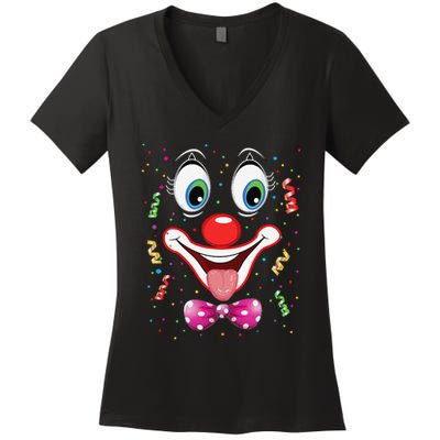 Carnival Clown Face Circus Carnivals Women's V-Neck T-Shirt