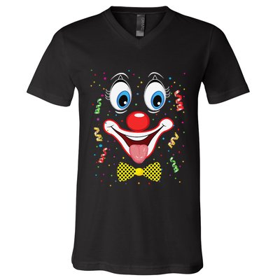Carnival Clown Face Circus Carnivals V-Neck T-Shirt