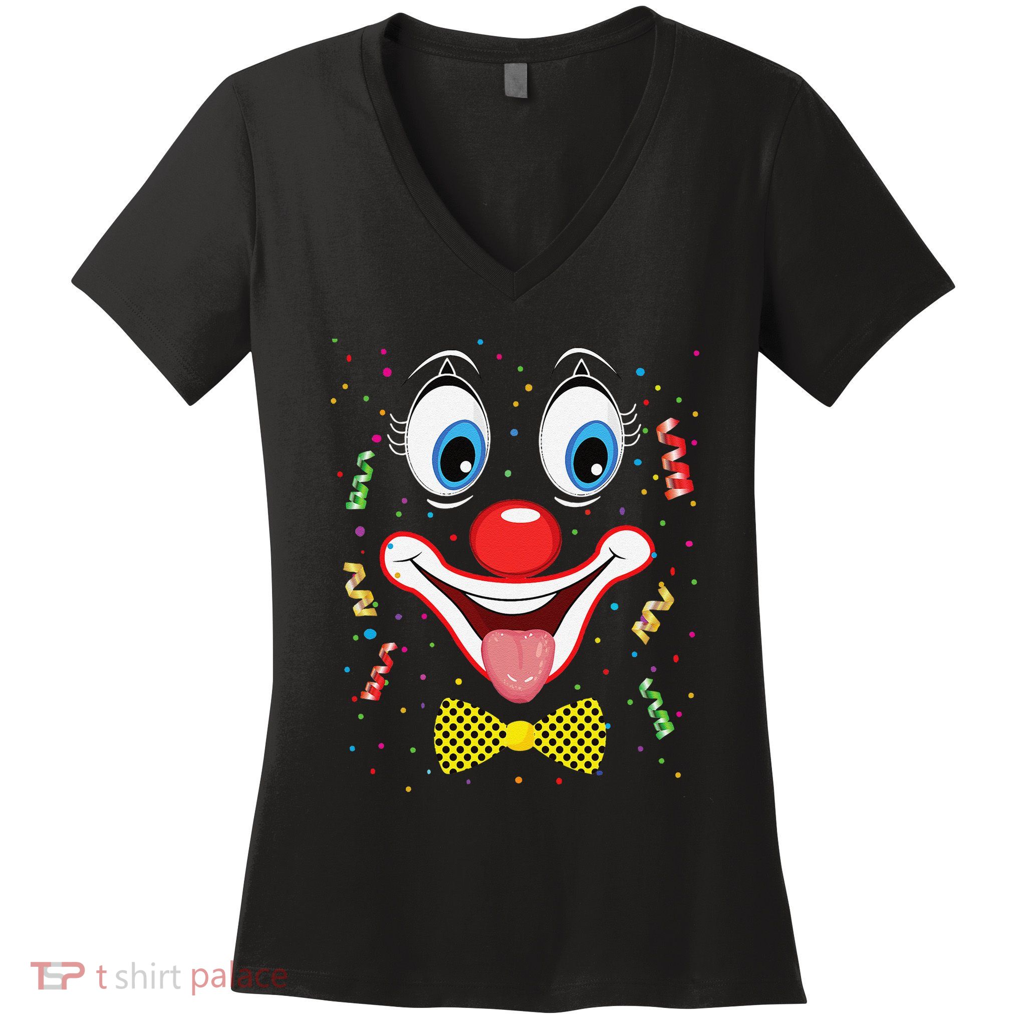 Carnival Clown Face Circus Carnivals Women's V-Neck T-Shirt