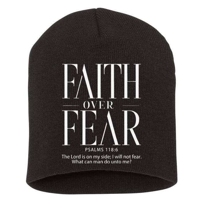 Christian Christianity Faith Over Fear Short Acrylic Beanie