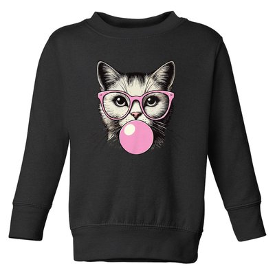 Cute Cat For Women Funny Cat Lovers Cute Cat Face Eating Gum And Makes A Bubble Toddler Sweatshirt