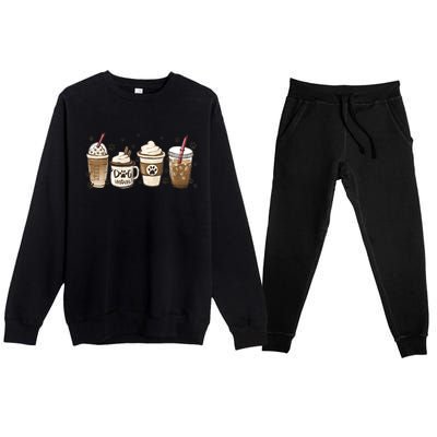 Coffee Cups Funny Dog Mom Cute Dog Paw Coffee Dog Lover Premium Crewneck Sweatsuit Set