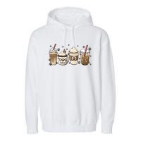 Coffee Cups Funny Dog Mom Cute Dog Paw Coffee Dog Lover Garment-Dyed Fleece Hoodie