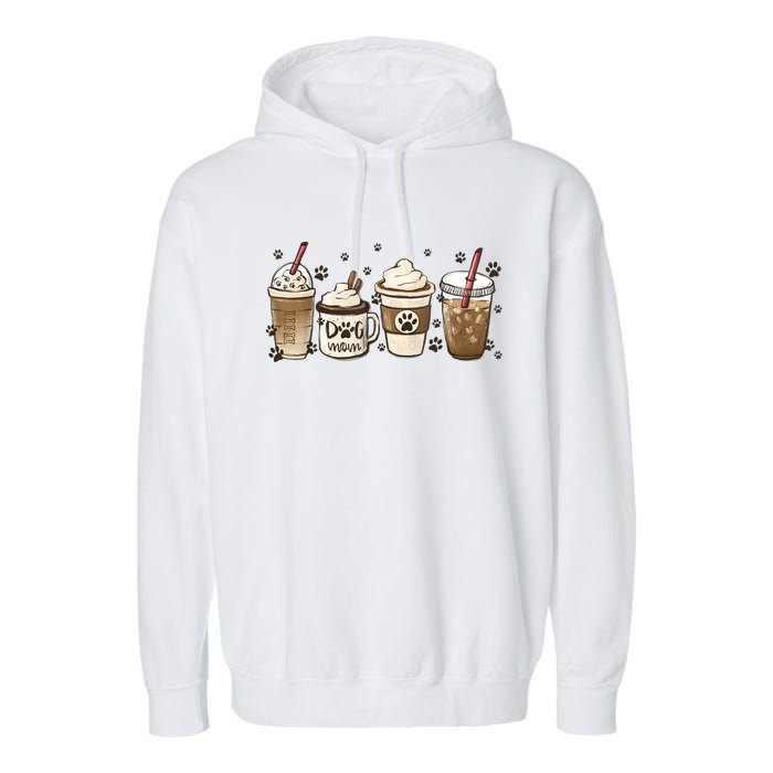 Coffee Cups Funny Dog Mom Cute Dog Paw Coffee Dog Lover Garment-Dyed Fleece Hoodie