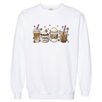 Coffee Cups Funny Dog Mom Cute Dog Paw Coffee Dog Lover Garment-Dyed Sweatshirt