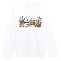 Coffee Cups Funny Dog Mom Cute Dog Paw Coffee Dog Lover Premium Crewneck Sweatshirt