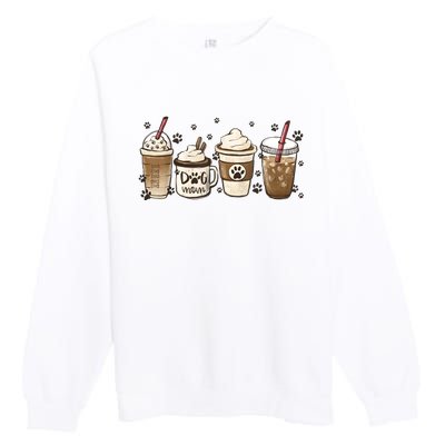 Coffee Cups Funny Dog Mom Cute Dog Paw Coffee Dog Lover Premium Crewneck Sweatshirt