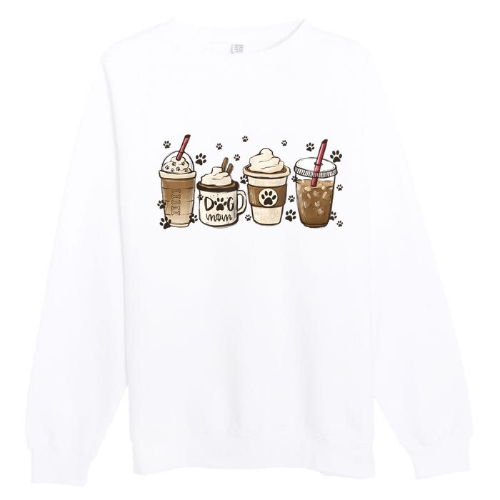 Coffee Cups Funny Dog Mom Cute Dog Paw Coffee Dog Lover Premium Crewneck Sweatshirt