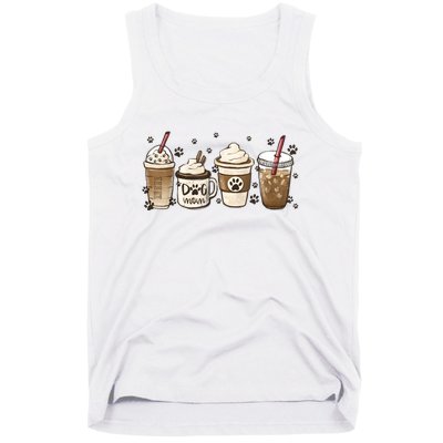 Coffee Cups Funny Dog Mom Cute Dog Paw Coffee Dog Lover Tank Top