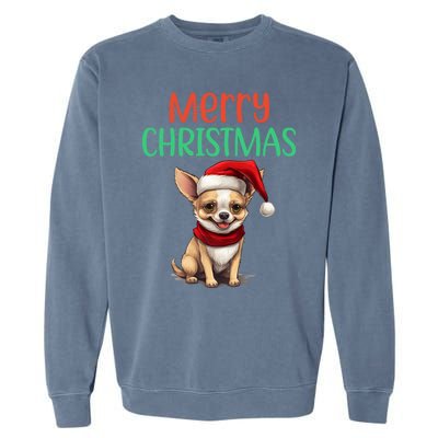 Chihuahua Christmas Funny Dog Santa Xmas Chihuahua Puppy Great Gift Garment-Dyed Sweatshirt