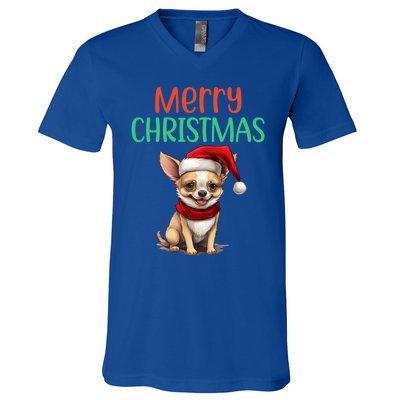 Chihuahua Christmas Funny Dog Santa Xmas Chihuahua Puppy Great Gift V-Neck T-Shirt