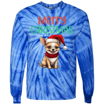 Chihuahua Christmas Funny Dog Santa Xmas Chihuahua Puppy Great Gift Tie-Dye Long Sleeve Shirt