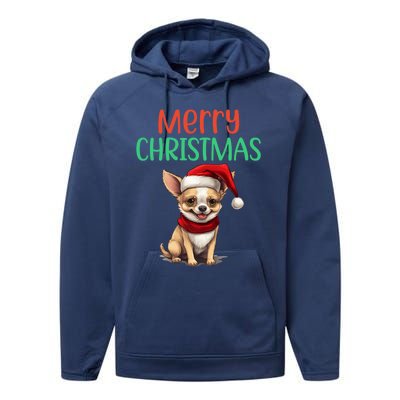 Chihuahua Christmas Funny Dog Santa Xmas Chihuahua Puppy Great Gift Performance Fleece Hoodie