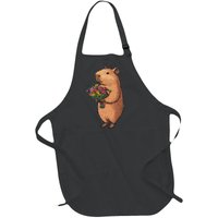 Cute Capybara Flower Bouquet Full-Length Apron With Pockets