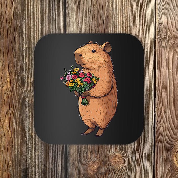 Cute Capybara Flower Bouquet Coaster