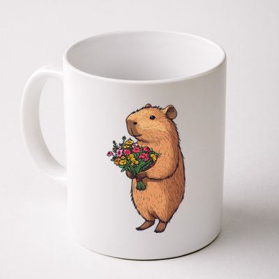 Cute Capybara Flower Bouquet Coffee Mug