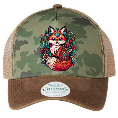 Cute Cottagecore Floral Fox Aesthetic Girl Wo Graphic Legacy Tie Dye Trucker Hat