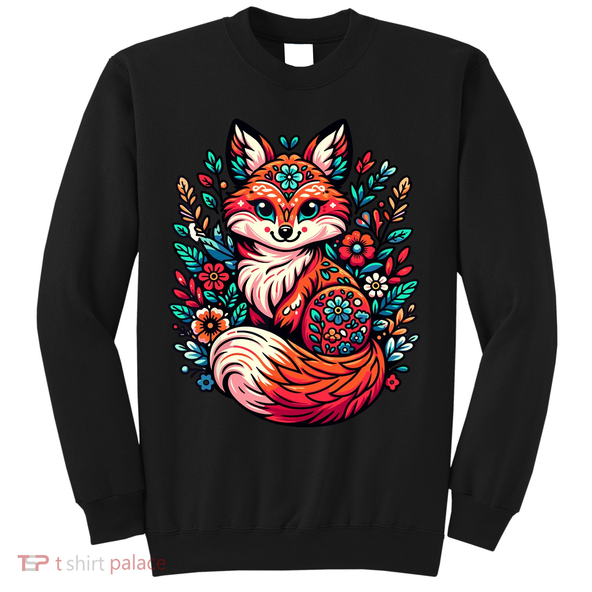Cute Cottagecore Floral Fox Aesthetic Girl Wo Graphic Sweatshirt