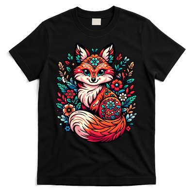 Cute Cottagecore Floral Fox Aesthetic Girl Wo Graphic T-Shirt
